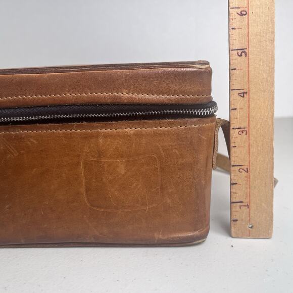 Vintage Brown Belding California Saddle Leather Case Zip Around Small Bag 7x5x2" - Picture 10 of 16
